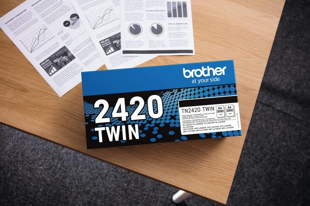 BROTHER TN-2420TWIN Toner Cartridge, Black, Twin Pack, High Yield, includes 2 x Toner Cartridge, Genuine Supplies