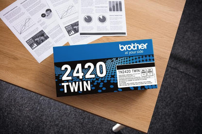 BROTHER TN-2420TWIN Toner Cartridge, Black, Twin Pack, High Yield, includes 2 x Toner Cartridge, Genuine Supplies