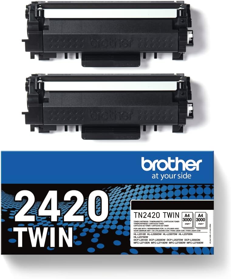 BROTHER TN-2420TWIN Toner Cartridge, Black, Twin Pack, High Yield, includes 2 x Toner Cartridge, Genuine Supplies
