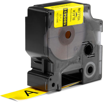 DYMO Rhino Industrial Vinyl Labels | 24 mm x 5.5 m | Black Print on Yellow | Self-Adhesive | for DYMO LabelManager & Rhino Label Makers