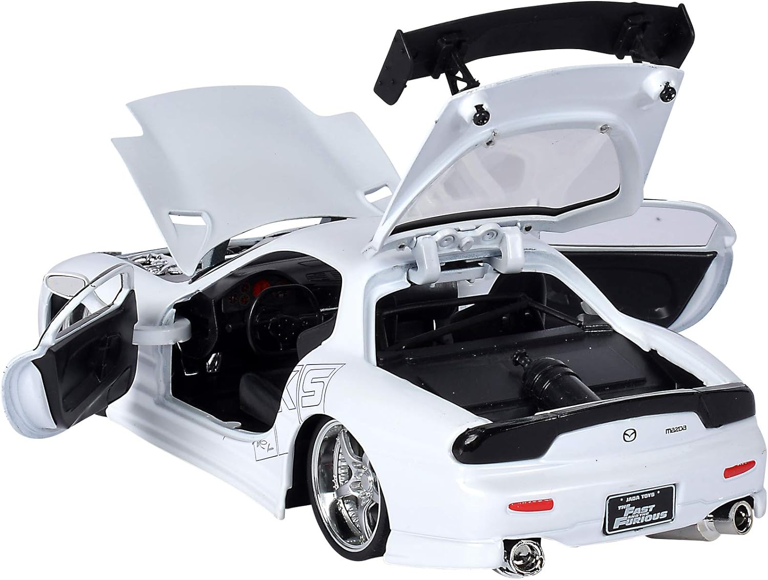 Jada Toys 253203065 Fast & Furious 1993 Mazda RX-7 1:24 Scale Tuning Model Opening Doors Bonnet Boot White