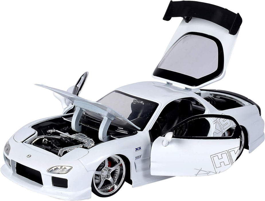 Jada Toys 253203065 Fast & Furious 1993 Mazda RX-7 1:24 Scale Tuning Model Opening Doors Bonnet Boot White
