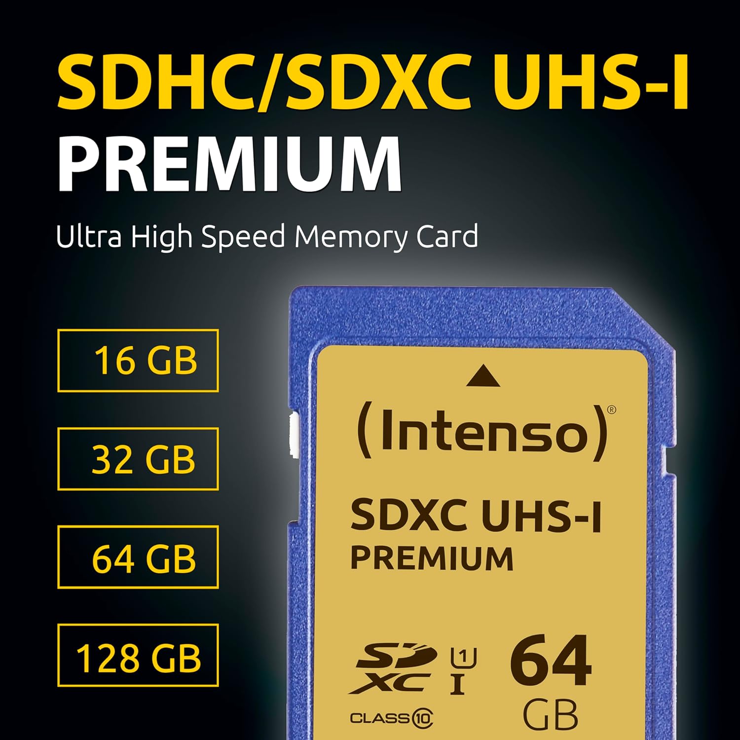 Intenso Premium SDHC Memory Card, Class 10 UHS-I, 16 GB, Blue 16 GB SD