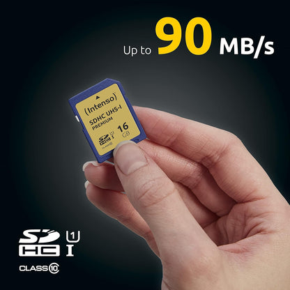 Intenso Premium SDHC Memory Card, Class 10 UHS-I, 16 GB, Blue 16 GB SD