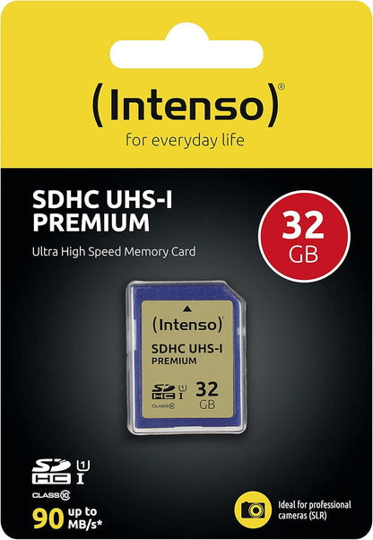 Intenso Premium SDHC Memory Card, Class 10 UHS-I, 32 GB, Blue 32 GB SD