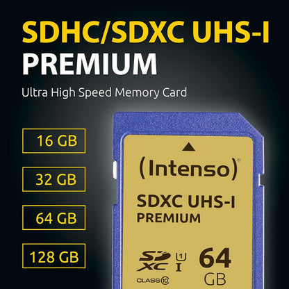 Intenso Premium SDHC Memory Card, Class 10 UHS-I, 32 GB, Blue 32 GB SD