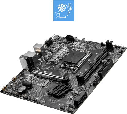 MSI PRO H610M-G DDR4 Motherboard, Micro-ATX - Supports Intel 12th Gen Core Processors, LGA 1700 - 2 x DIMMs (3200MHz), 1x PCIe 4.0 x16 slot, 1 x M.2 Gen3, USB 3.2 Gen1, 1G LAN, HDMI 2.1 & DP 1.4 & VGA