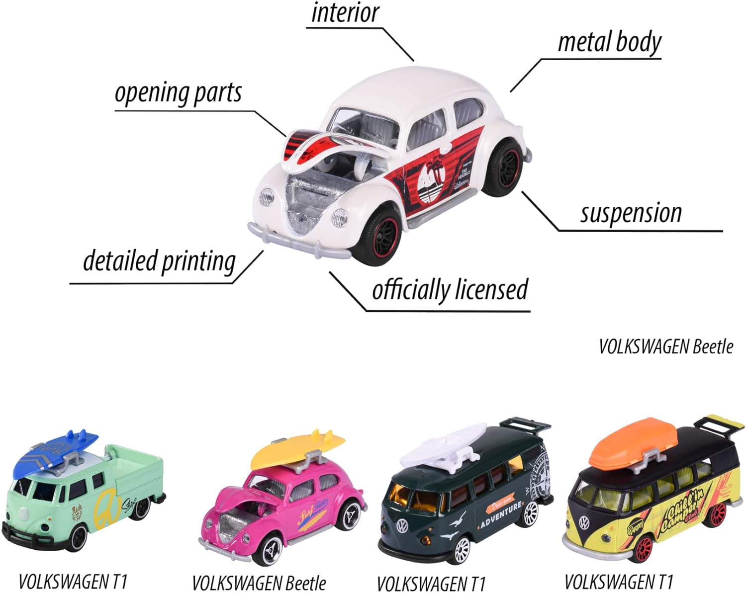 Majorette - Giftpack VW The Originals, 212055008, + 3 anni, inclusi 5 pezzi