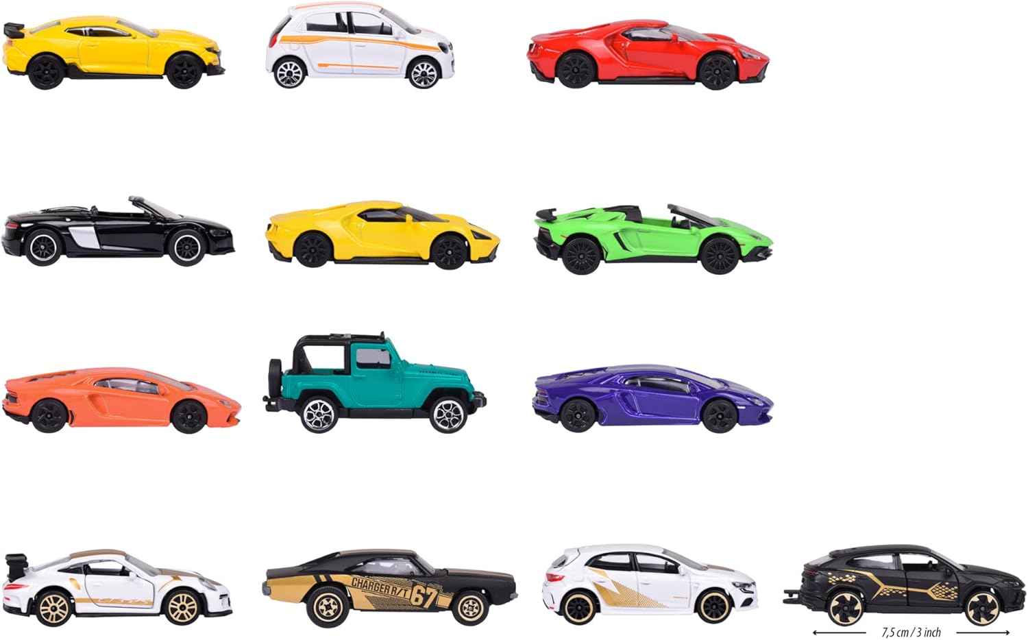 Majorette-Set de Regalo Coches de Juguete, Pack de 9+4 Maquetas de Vehículos, Escala 1:64 (7,5cm), Ruedas Giratorias y Suspensión, Incluye 4 Modelos Exclusivos (212054032)