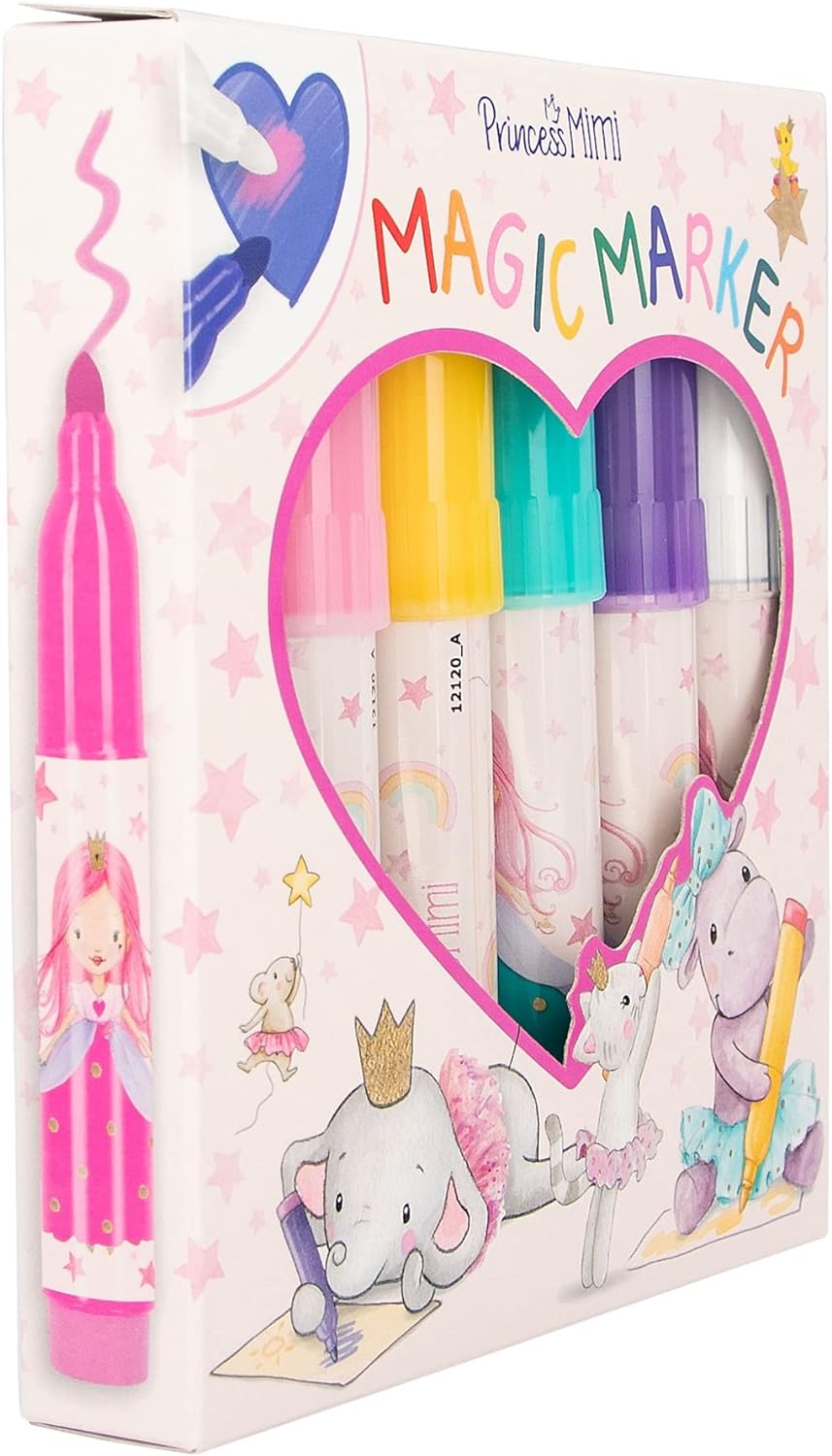 Depesche 12120 Princess Mimi - Magic Marker, Set mit 5 Filzstiften und einem magischen Stift, zum Malen, Schreiben und Verzieren