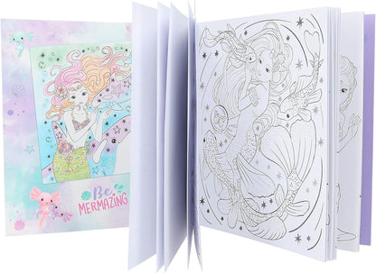 Depesche 12414 12479 TOPModel Mermaid Watercolour, Colouring Book with Brush and 15 Underwater Motifs for Painting with Water