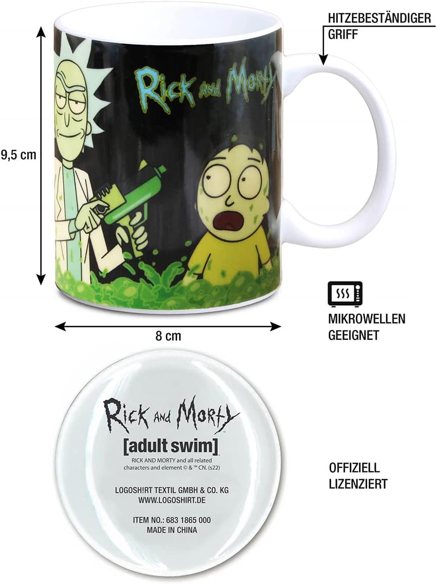 Logoshirt® Rick & Morty - The Acid Vat I Porcelain Coffee Mug, 300 ml I Dishwasher & Microwave Safe I in Coloured Gift Box I Licensed Original Design