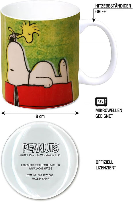 Logoshirt® Peanuts - Snoopy & Woodstock - Authentic Peanuts I Porcelain Coffee Mug, 300 ml I Dishwasher & Microwave Safe I in Coloured Gift Box I Licensed Original Design