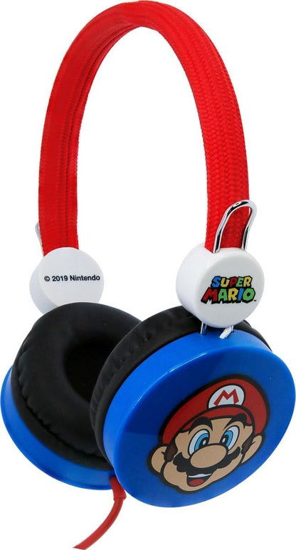OTL Technologies Super Mario stereo headset voor kinderen met volumegrens (max 85 dB) en verstelbare hoofdband