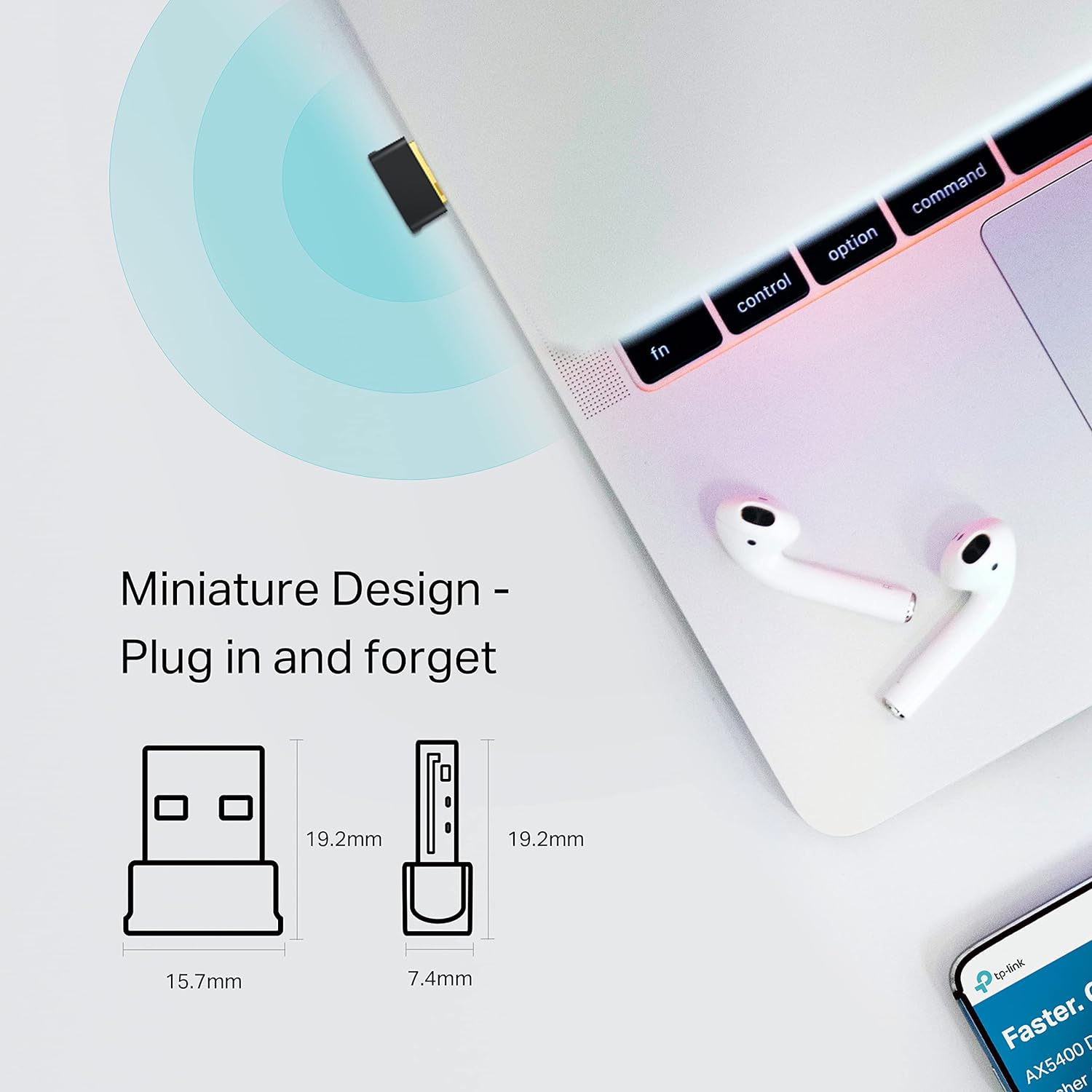 TP-Link AC600 Nano Wi-Fi Bluetooth 4.2 USB Adapter, Dual Band Wireless, Supports Windows 11/10/8.1/8/7 for Wi-Fi, Windows 11/10/8.1/7 for Bluetooth, WPA3 Security, Plug and Play (Archer T2UB Nano