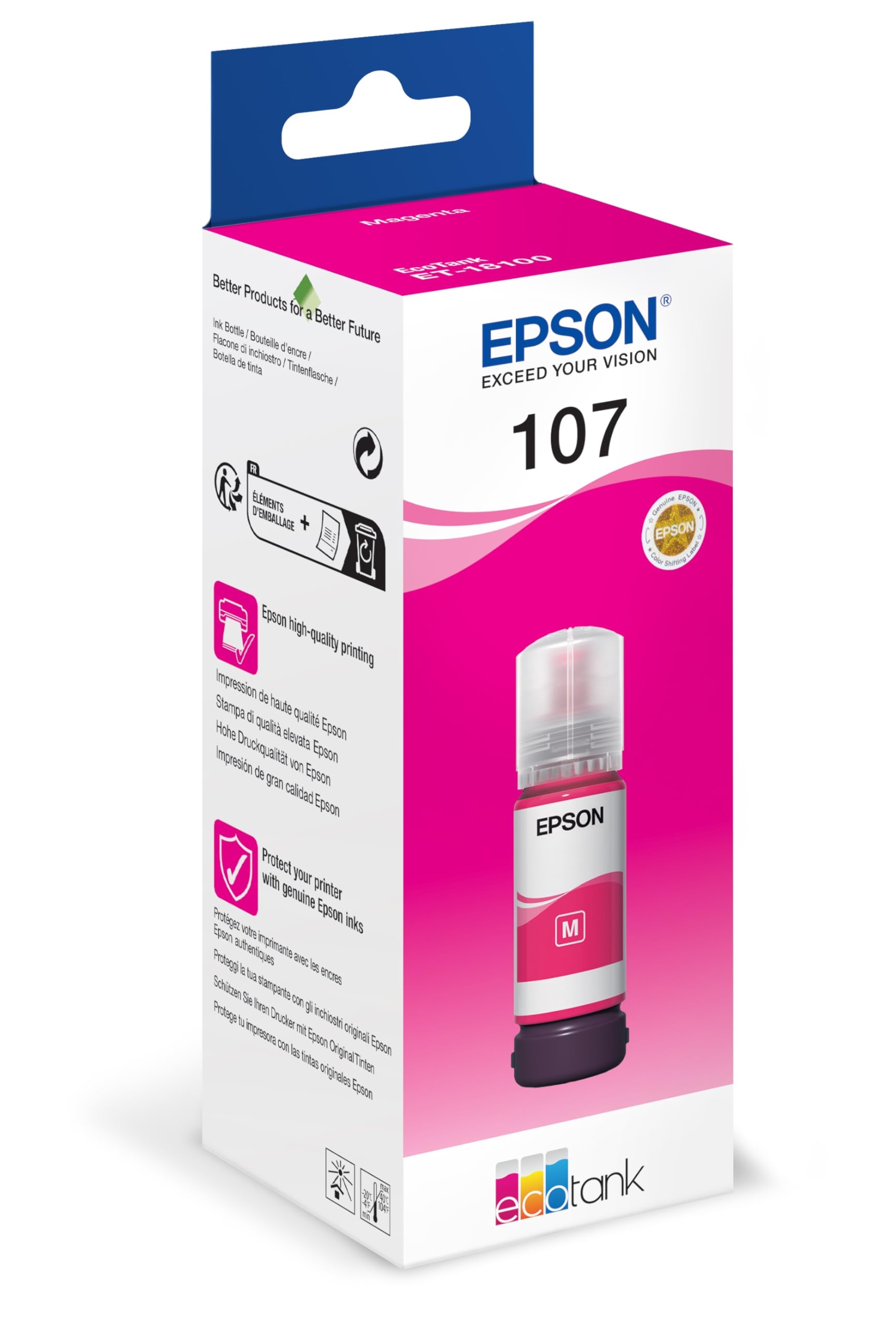Epson 107 Magenta Ink Cartridge EcoTank 70ml for ET-18100 - C13T09B340