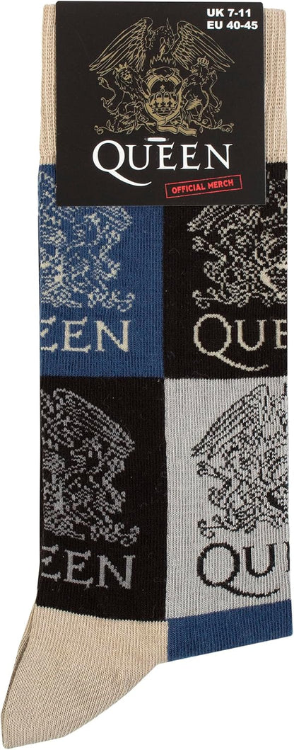 Queen: Rock Off - Ankle Socks: Rock Off - Crest Blocks (Calzini Unisex Uk Size 7 - 11)