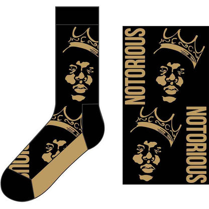 Biggie Smalls - Calcetines al Tobillo Coronas para Adultos Unisex (40,5 EU, 45,5 EU) (Negro, Dorado), Biggie Smalls Socks Gold Crown Logo Official Unisex Black (UK SIZE 7-11) UK Size 7-11, black, UK Size 7-11