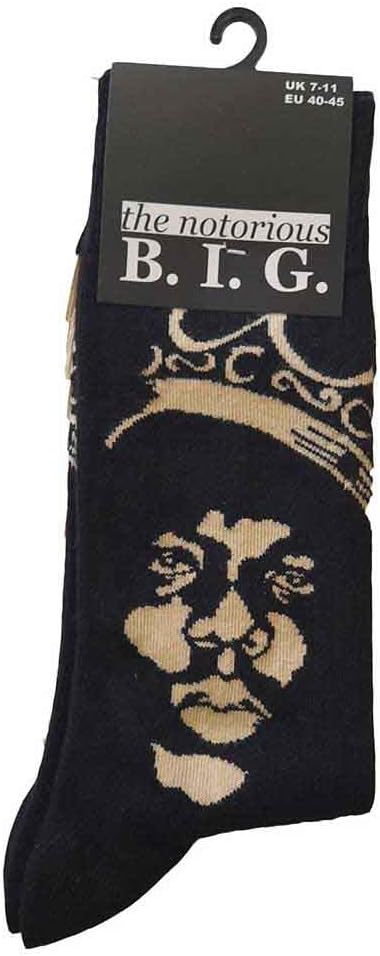 Biggie Smalls - Calcetines al Tobillo Coronas para Adultos Unisex (40,5 EU, 45,5 EU) (Negro, Dorado), Biggie Smalls Socks Gold Crown Logo Official Unisex Black (UK SIZE 7-11) UK Size 7-11, black, UK Size 7-11
