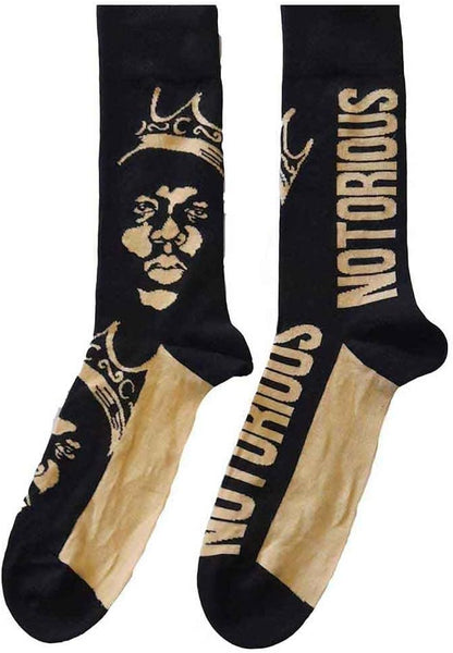 Biggie Smalls - Calcetines al Tobillo Coronas para Adultos Unisex (40,5 EU, 45,5 EU) (Negro, Dorado), Biggie Smalls Socks Gold Crown Logo Official Unisex Black (UK SIZE 7-11) UK Size 7-11, black, UK Size 7-11