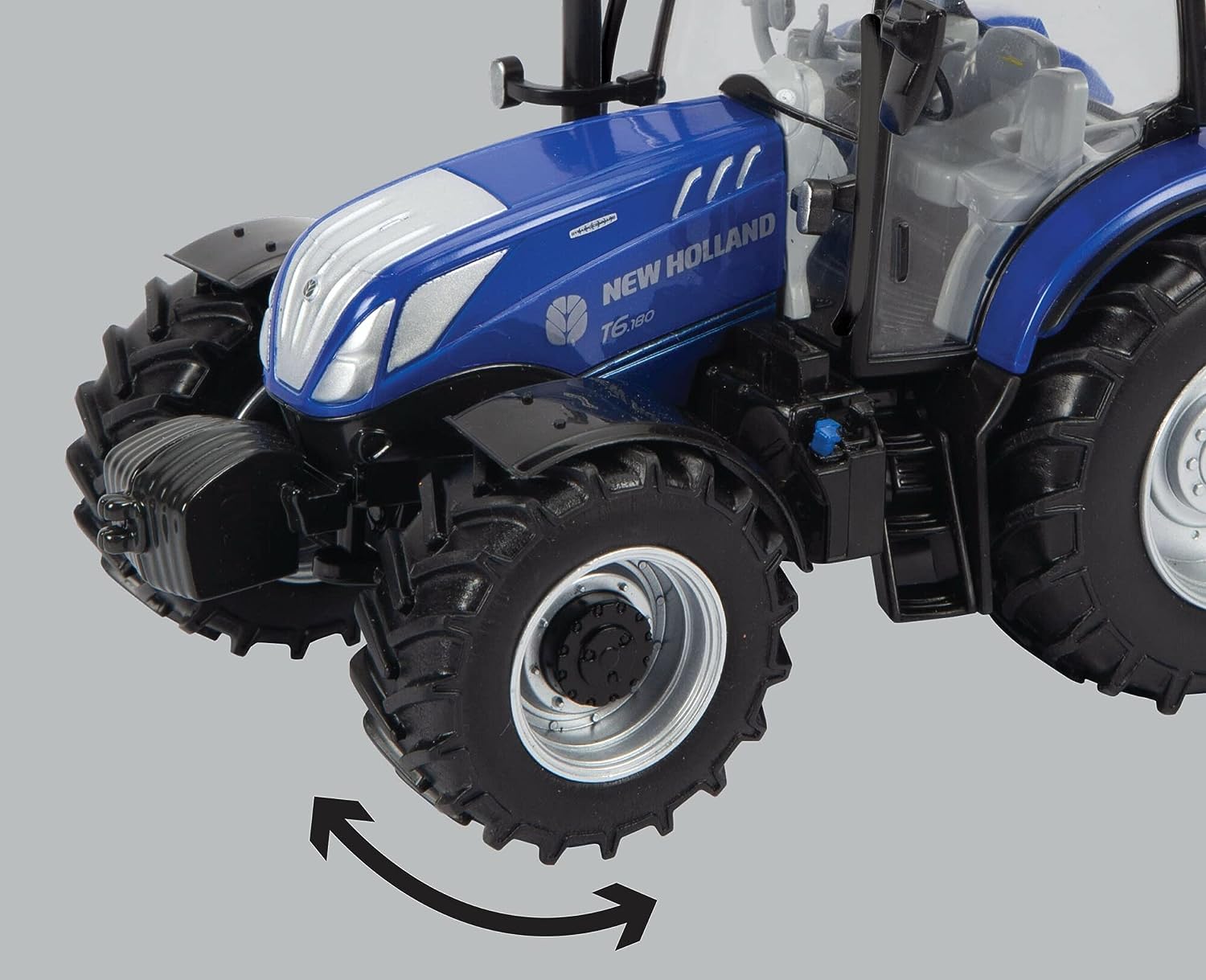 New Holland T6.180 Blue Power Tractor Toy, Farm Toys for Children, New Holland Tractor Toy Compatible with 1:32 Scale Farm Animals and Toys, Suitable for Collectors & Children from 3 Years