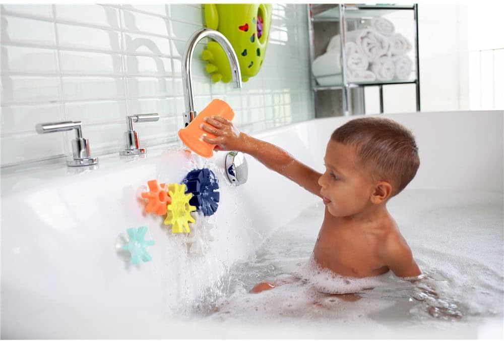 Boon COGS Baby Bath Toys - Gear Themed Sensory Baby Toys for Bathtub - Navy - Ages 12 Months and Up - 5 Count