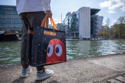 Konix Pac-Man Bolsa de Compras 40 x 45 x 20 cm - Material reciclado - Diseño laberinto