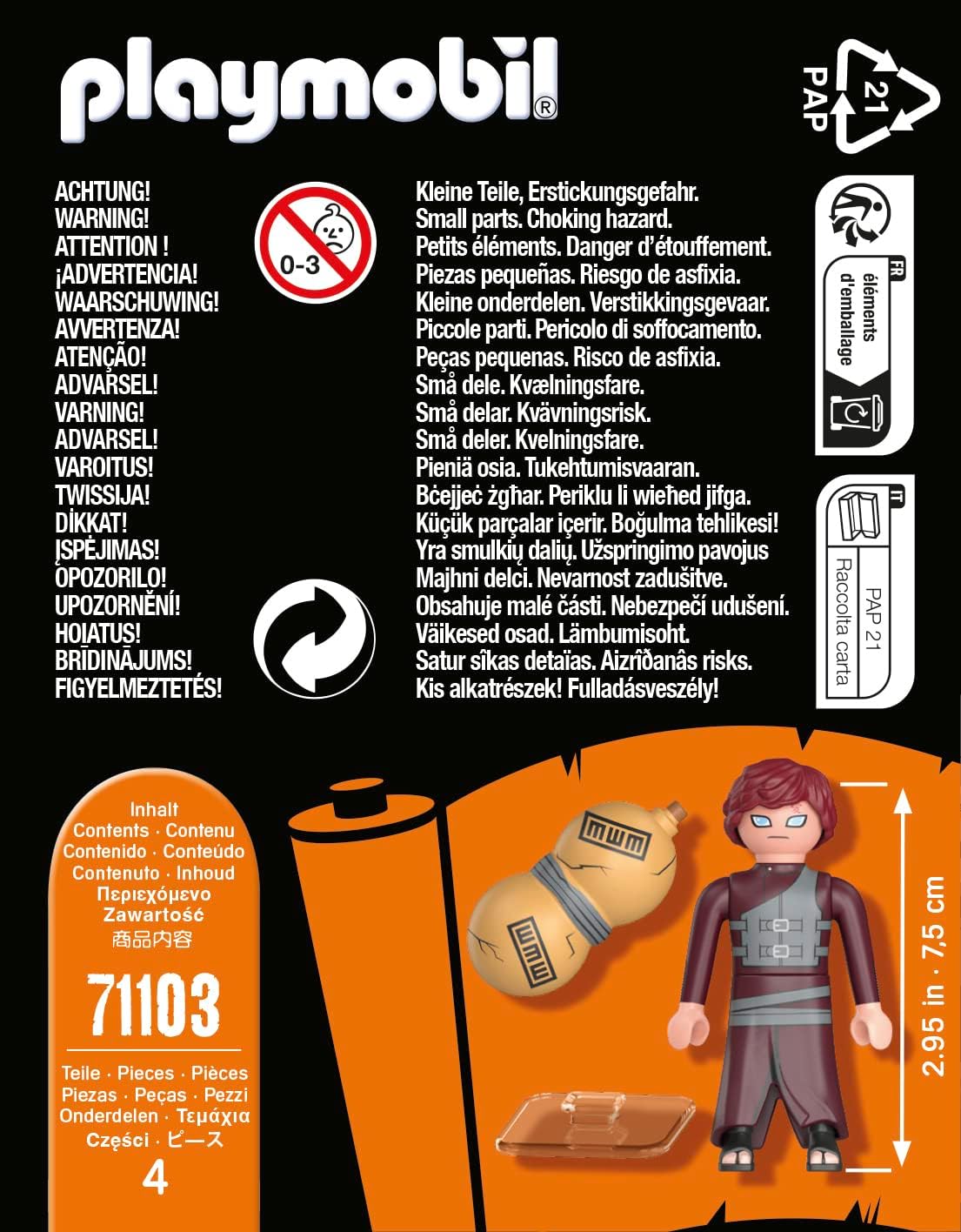Playmobil 71103 Naruto: Gaara Figure Set, Naruto Shippuden Anime Collectors Figure, Playset Suitable for Children and fans 5+ years