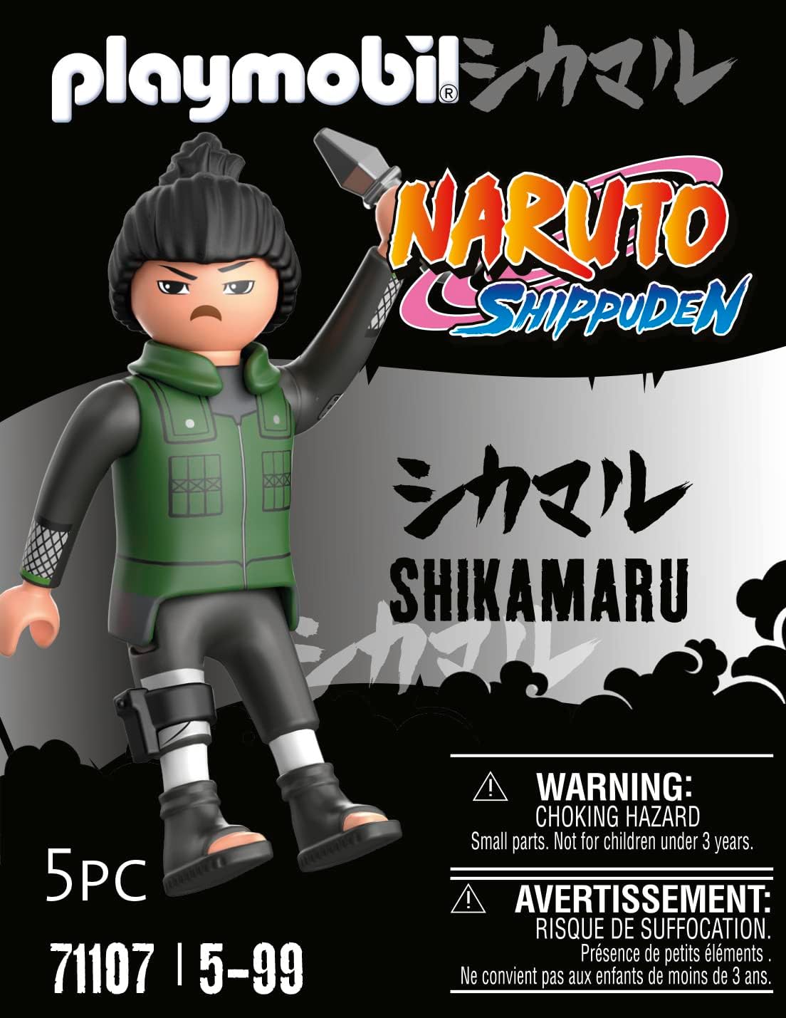PLAYMOBIL Naruto 71107 Shikamaru in dunkelgrüner Weste mit schwarzer Hose und schwarzen Stiefeln und Kunai, kreativer Spielspaß für Animefans mit tollen Details und authentischen Extras, ab 5 Jahren