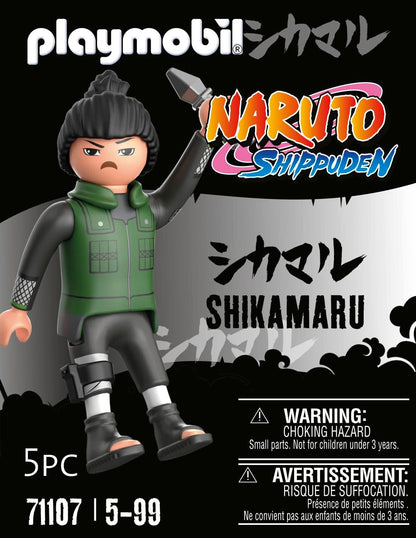 PLAYMOBIL Naruto 71107 Shikamaru in dunkelgrüner Weste mit schwarzer Hose und schwarzen Stiefeln und Kunai, kreativer Spielspaß für Animefans mit tollen Details und authentischen Extras, ab 5 Jahren