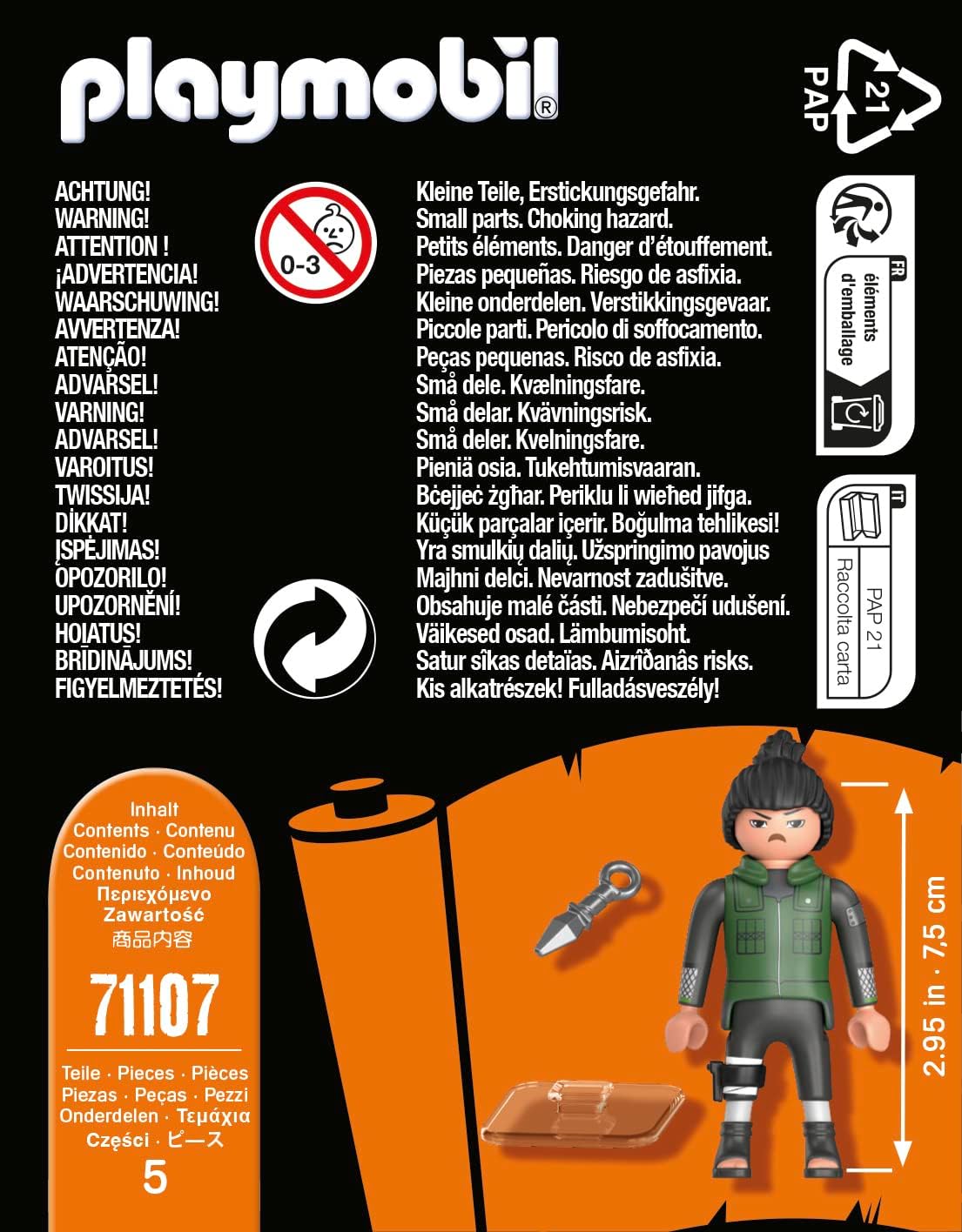 PLAYMOBIL Naruto 71107 Shikamaru in dunkelgrüner Weste mit schwarzer Hose und schwarzen Stiefeln und Kunai, kreativer Spielspaß für Animefans mit tollen Details und authentischen Extras, ab 5 Jahren