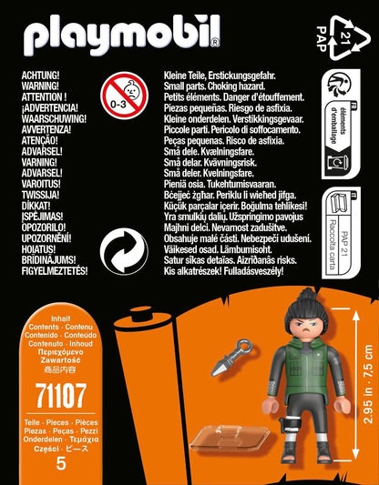 PLAYMOBIL Naruto 71107 Shikamaru in dunkelgrüner Weste mit schwarzer Hose und schwarzen Stiefeln und Kunai, kreativer Spielspaß für Animefans mit tollen Details und authentischen Extras, ab 5 Jahren