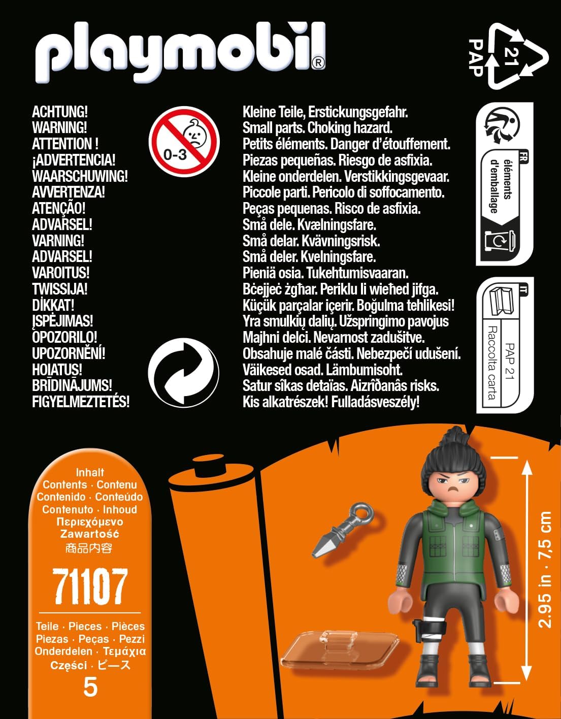 PLAYMOBIL Naruto 71107 Shikamaru in dunkelgrüner Weste mit schwarzer Hose und schwarzen Stiefeln und Kunai, kreativer Spielspaß für Animefans mit tollen Details und authentischen Extras, ab 5 Jahren