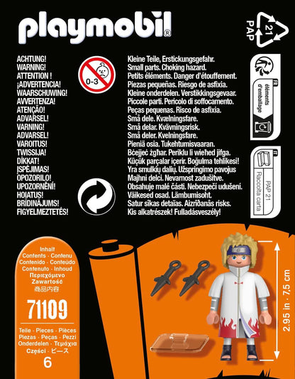 PLAYMOBIL Naruto 71109 Minato typischen weiß-roten Mantel und Zwei Kunai, kreativer Spielspaß für Animefans mit tollen Details und authentischen Extras, ab 5 Jahren