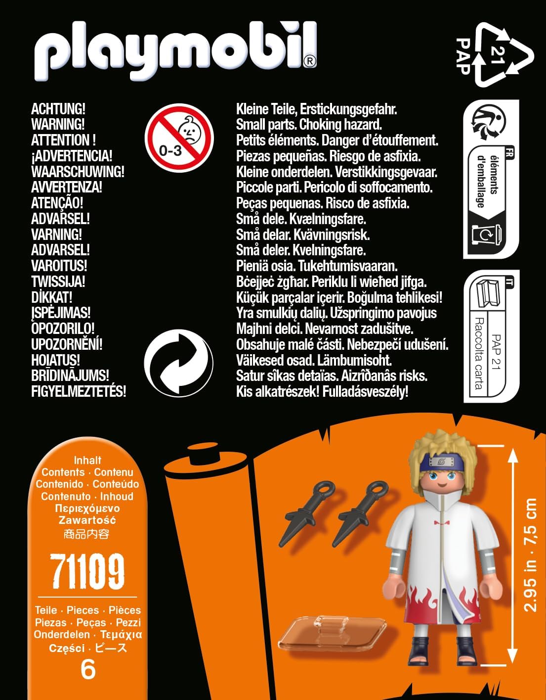 PLAYMOBIL Naruto 71109 Minato typischen weiß-roten Mantel und Zwei Kunai, kreativer Spielspaß für Animefans mit tollen Details und authentischen Extras, ab 5 Jahren