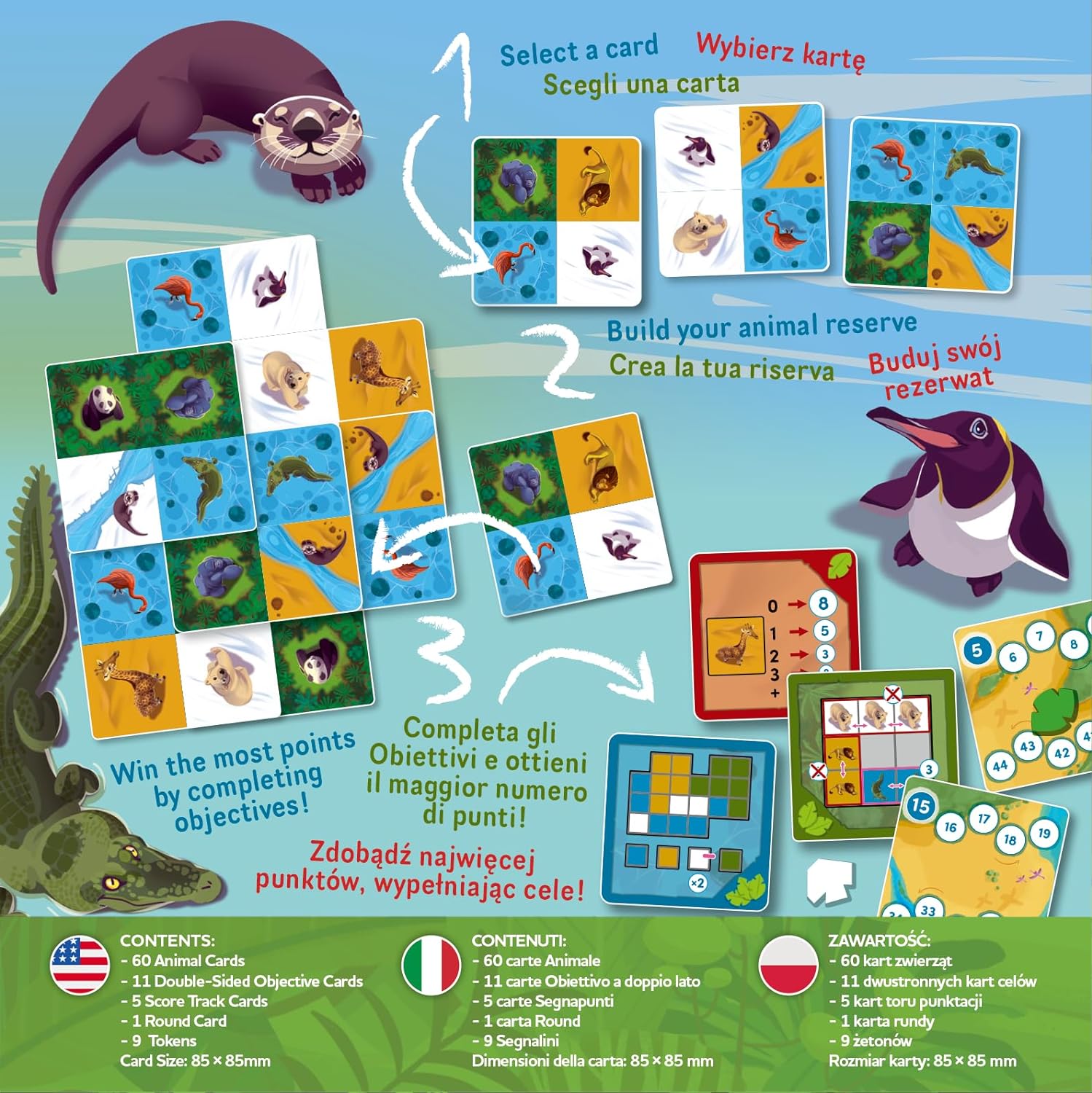 LUCKY DUCK GAMES - Nimalia | Board Game | Animal Themed Strategy Game | Territory Building Game | Fun Family Game for Kids and Adults | 2-4 Players | Ages 10+ | 20 Minutes