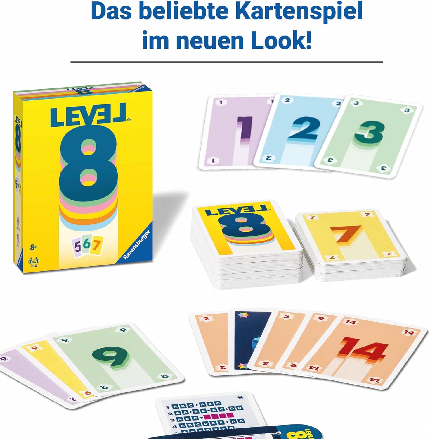Ravensburger - Level 8 - Jeu de Cartes - Jeu de société pour Toute la Famille - Jeux de Combinaisons - De 2 à 6 Joueurs à partir de 8 Ans - Mixte - 20865 - (Multilingue - Français Inclus