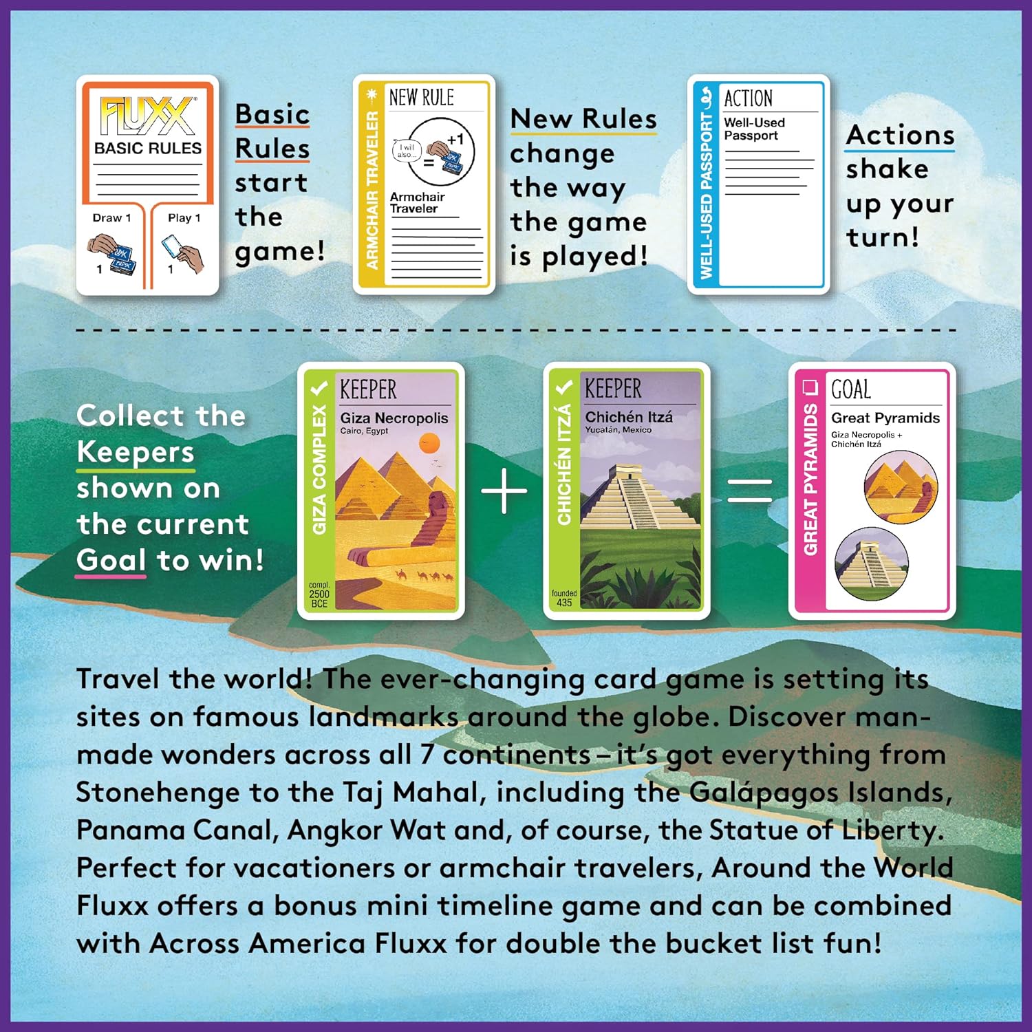 Around The World Fluxx Card Game - Worldwide Adventure with Dynamic Gameplay