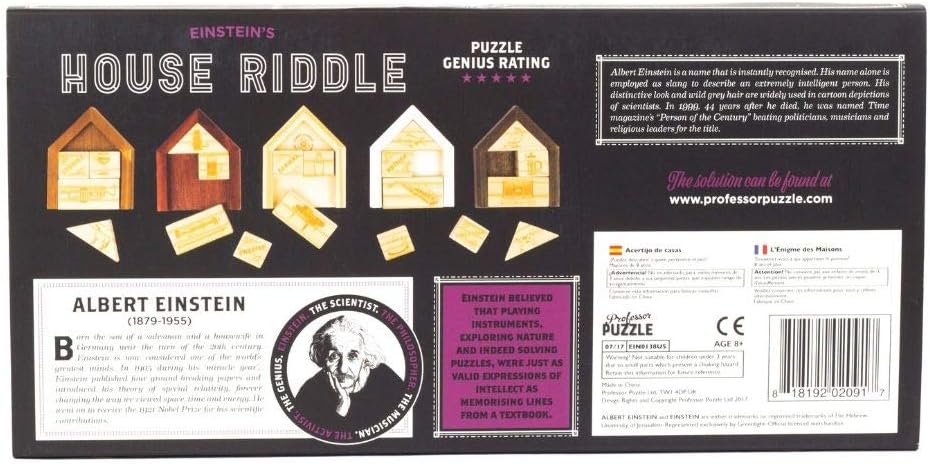 Professor Puzzle Einstein's House Riddle - Brain Teaser Puzzle - 3D Wooden Puzzle