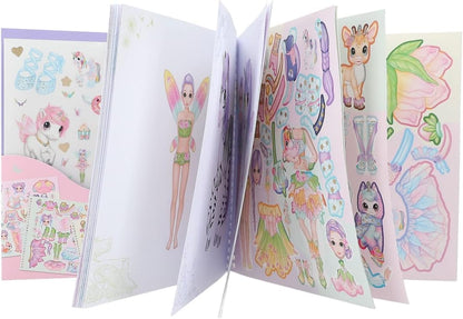Depesche 12579 Ylvi Dress 24 Pages for Creating Unicorn and Fairy Motifs Painting Book with 11 Sticker Sheets, Multicoloured