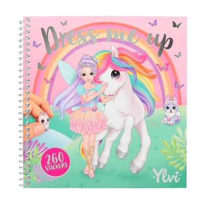 Depesche 12579 Ylvi Dress 24 Pages for Creating Unicorn and Fairy Motifs Painting Book with 11 Sticker Sheets, Multicoloured