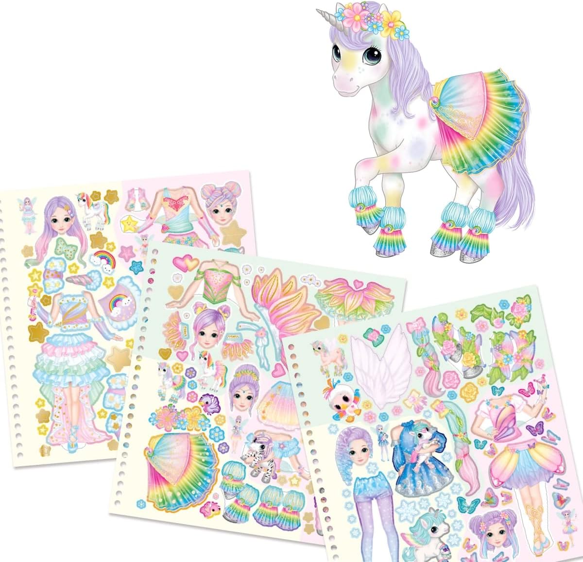 Depesche 12579 Ylvi Dress 24 Pages for Creating Unicorn and Fairy Motifs Painting Book with 11 Sticker Sheets, Multicoloured