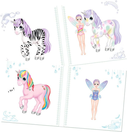 Depesche 12579 Ylvi Dress 24 Pages for Creating Unicorn and Fairy Motifs Painting Book with 11 Sticker Sheets, Multicoloured