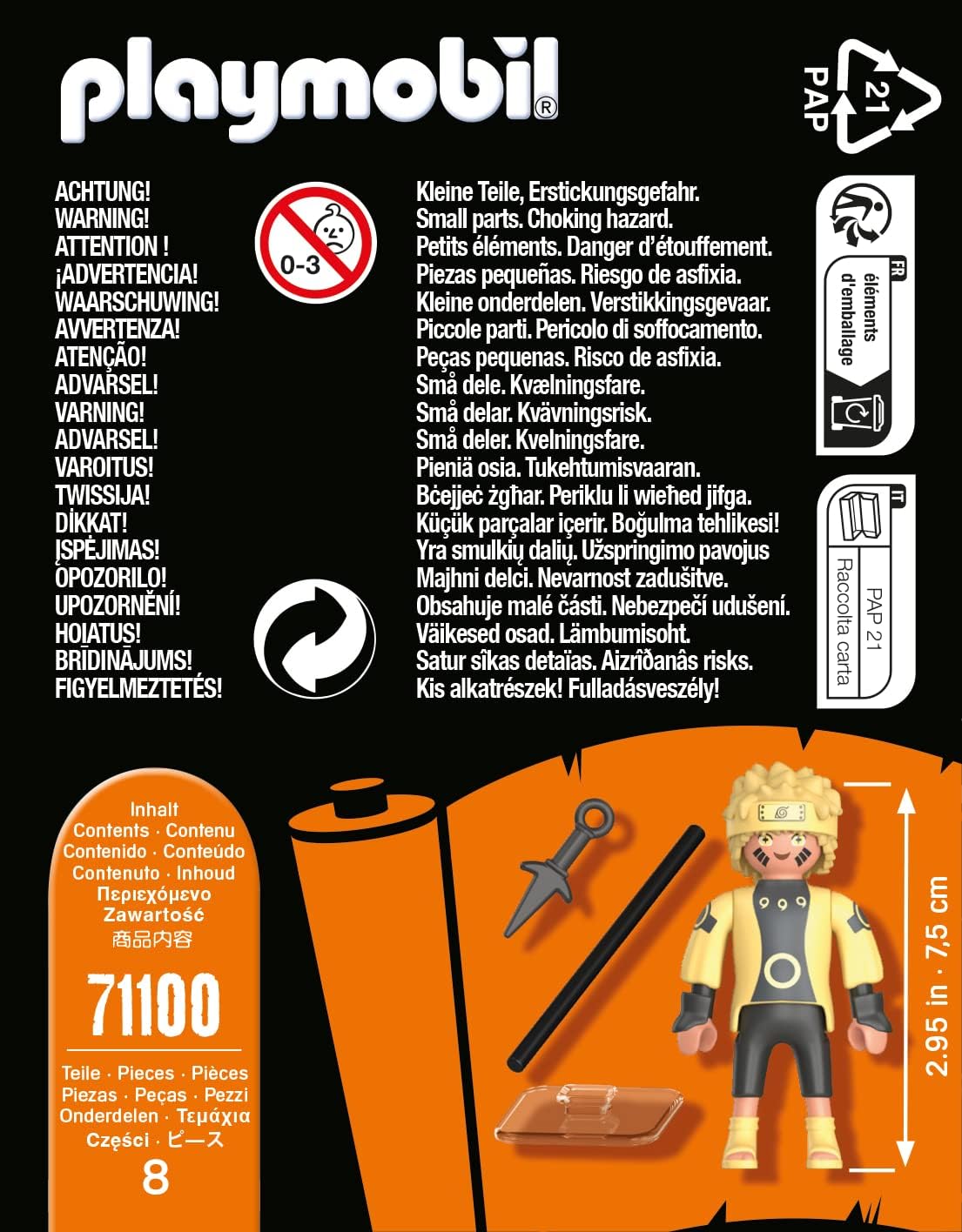 PLAYMOBIL Naruto 71100 Naruto Rikudou Sennin Mode mit gelbem Oberteil, schwarzer Hose und gelben Sandalen sowie mit Stab und Kunai, ab 5 Jahren