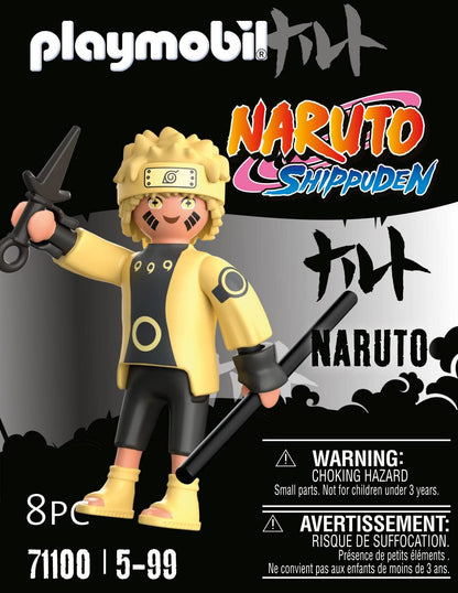 PLAYMOBIL Naruto 71100 Naruto Rikudou Sennin Mode mit gelbem Oberteil, schwarzer Hose und gelben Sandalen sowie mit Stab und Kunai, ab 5 Jahren