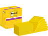 Post-it Super Sticky Notes Ultra Yellow Colour, Pack of 12 Pads, 90 Sheets per Pad, 76 mm x 127 mm - Extra Sticky Notes For Note Taking, To Do Lists & Reminders