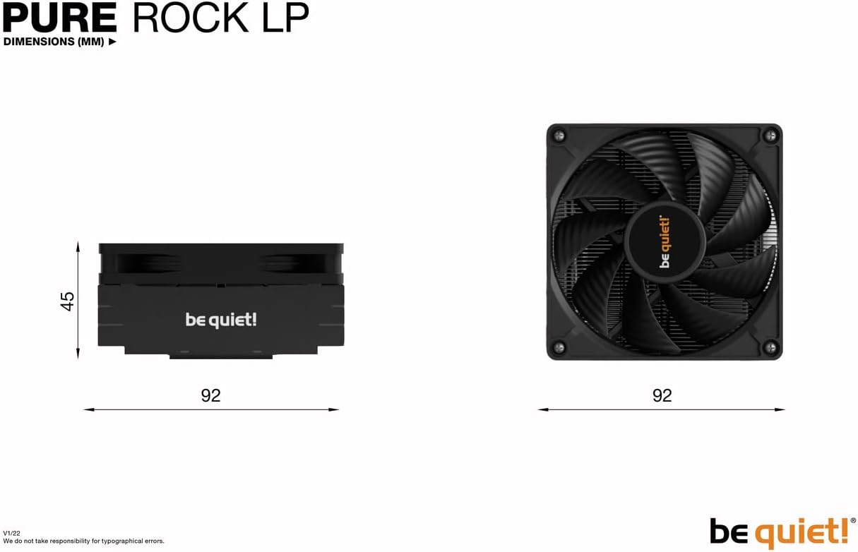 be quiet! Pure Rock LP, CPU Cooler, 100W TDP, Compact, Low-Profile