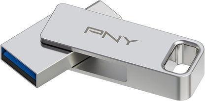 PNY 64GB DUO LINK USB 3.2 Type-C Dual Flash Drive for Android Devices and Computers - External Mobile Storage for Photos, Videos, and More - 200MB/s