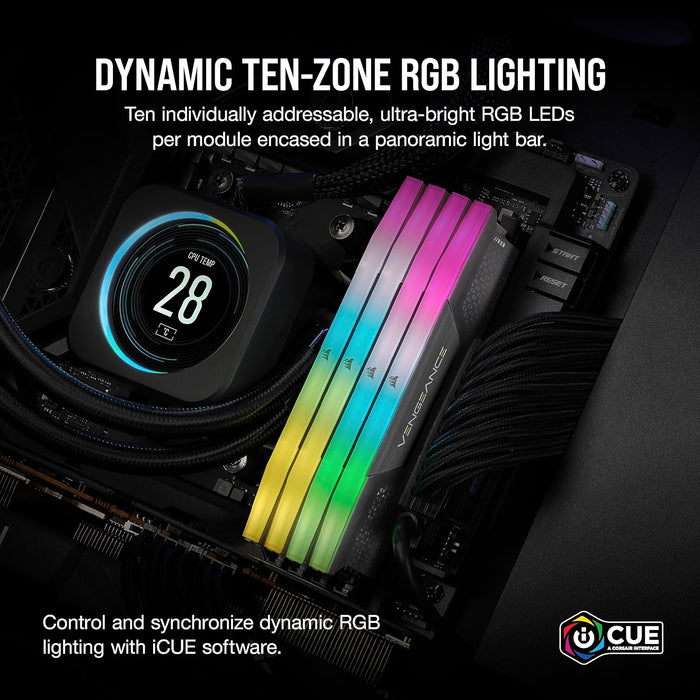 CORSAIR VENGEANCE RGB DDR5 RAM 32GB (2x16GB) 6000MHz CL36 AMD EXPO iCUE Compatible Computer Memory - Grey (CMH32GX5M2D6000Z36K) 6000 MHz 32GB (2x16GB)