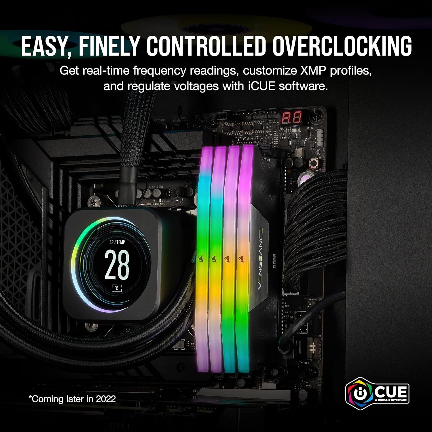 CORSAIR VENGEANCE RGB DDR5 RAM 32GB (2x16GB) 5200MHz CL40 Intel XMP iCUE Compatible Computer Memory - Black (CMH32GX5M2B5200C40) 32GB (2x16GB) Black